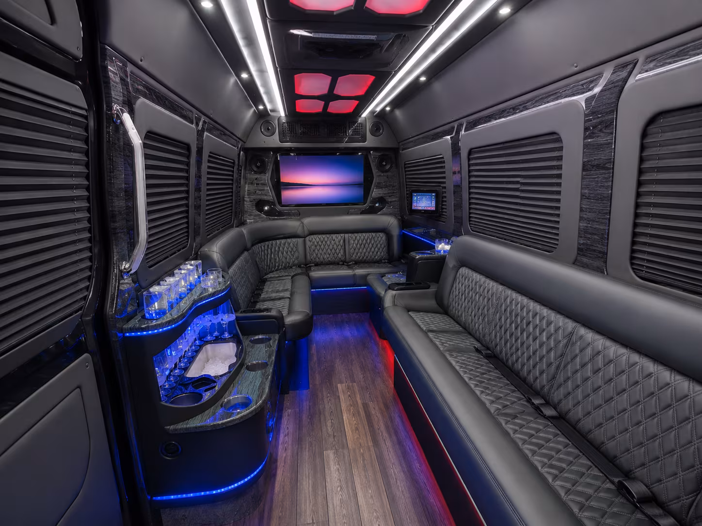 perris 25 passenger party bus interior